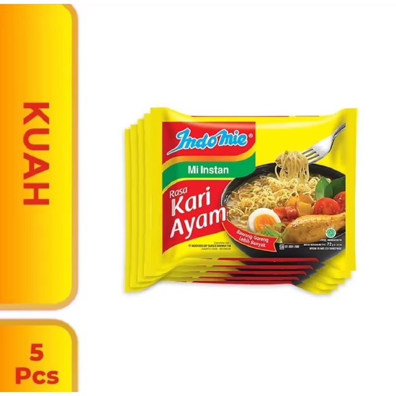 

Indomie Mi Instan Kari Ayam 70g 5pcs
