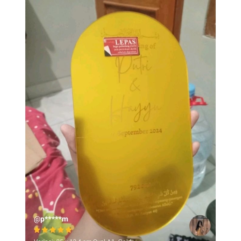 Mahar Akrilik Mirror Gold Nama Mahar Wedding Oval Akrilik Mahar hiasan