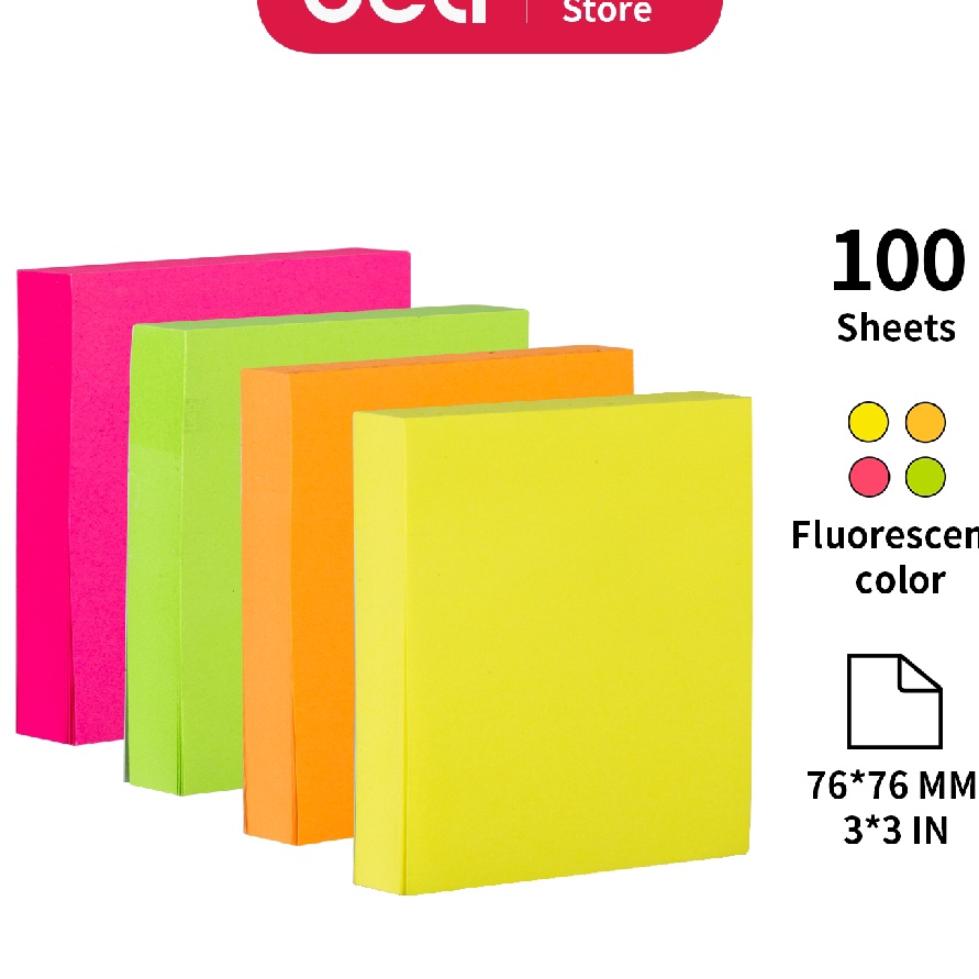 

ORIGINAL Deli Memo tempel Sticky Notes 5sheetspad warna neon kertas tulis halus perekat kuat EA233