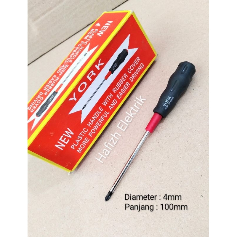 Obeng Plus (+) 4 x 100mm YORK Gagang Plastik