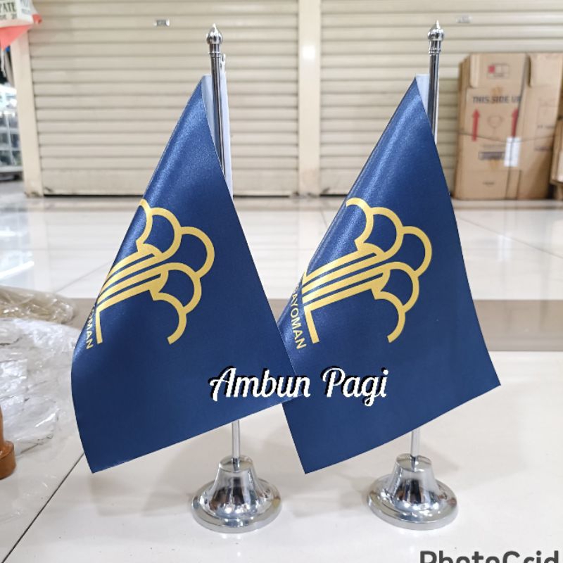 

best seller bendera logo Pengayoman+tiang stenlis meja