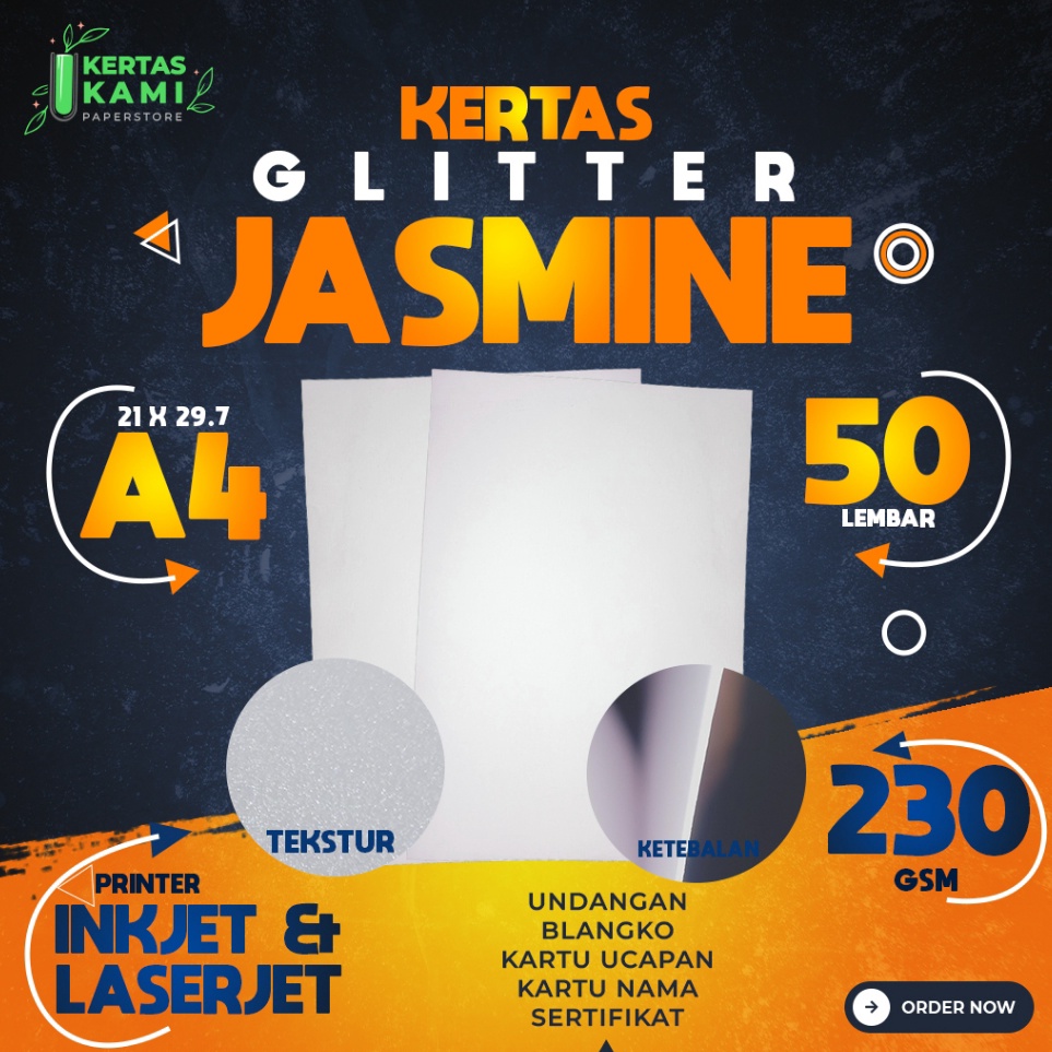 

TERBATAS Kertas Jasmine TEBAL 23 gsm A4 isi 5 lembar Kertas Jasmine Glitter Putih A4 23 gram Kertas Blangko Undangan Karton Ijasah Sertifikat Flower ukuran A4