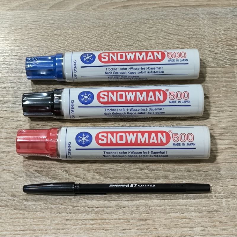 

SNOWMAN PERMANENT MARKER J-500 BLACK BLUE RED SPIDOL PERMANEN HITAM BIRU MERAH