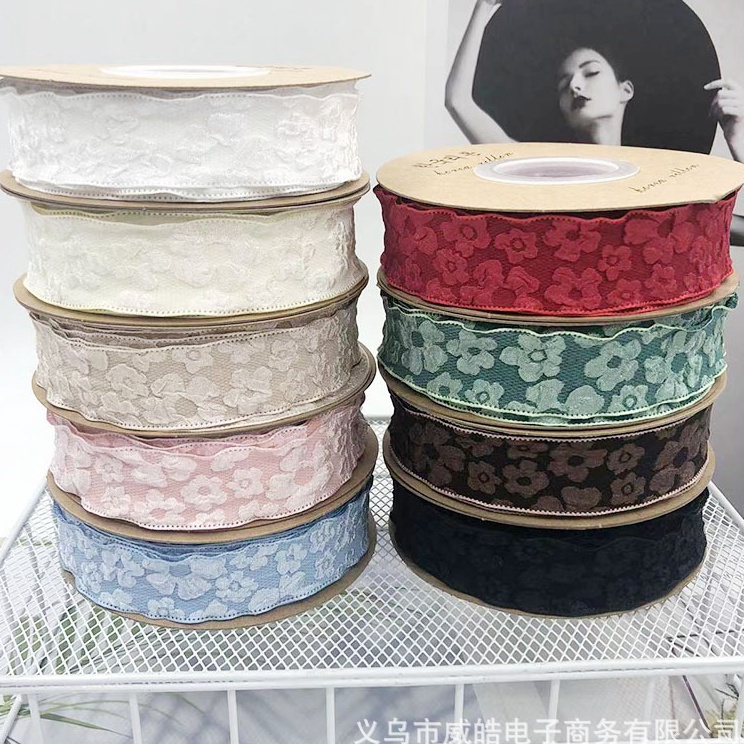 

1ROLL Pita Kain Crinkle 254cm Gelombang Motif Bunga Timbul Pita Buket Hampers