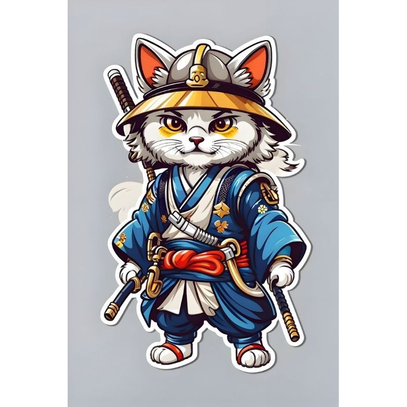 

stiker gambar kucing ninja size 20x30 cm model print