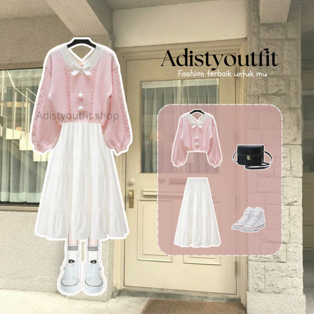 Oneset Kiyowo /Korean Style /Ulzzang Outfit(Set Sweater Pink)