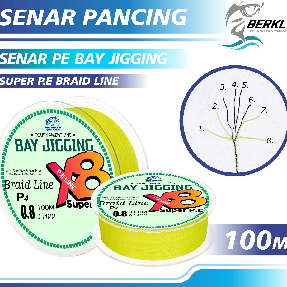KUALITAS TERBAIK BERKLY  Senar Pancing PE Warna Kuning 1M PE Fishing Line Strength 55kg18kg Sangat k