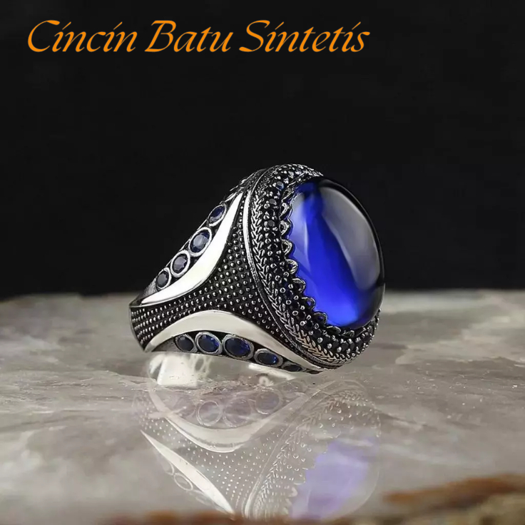 Cincin Batu Permata Biru Agung / Cincin Pria / Aksesoris