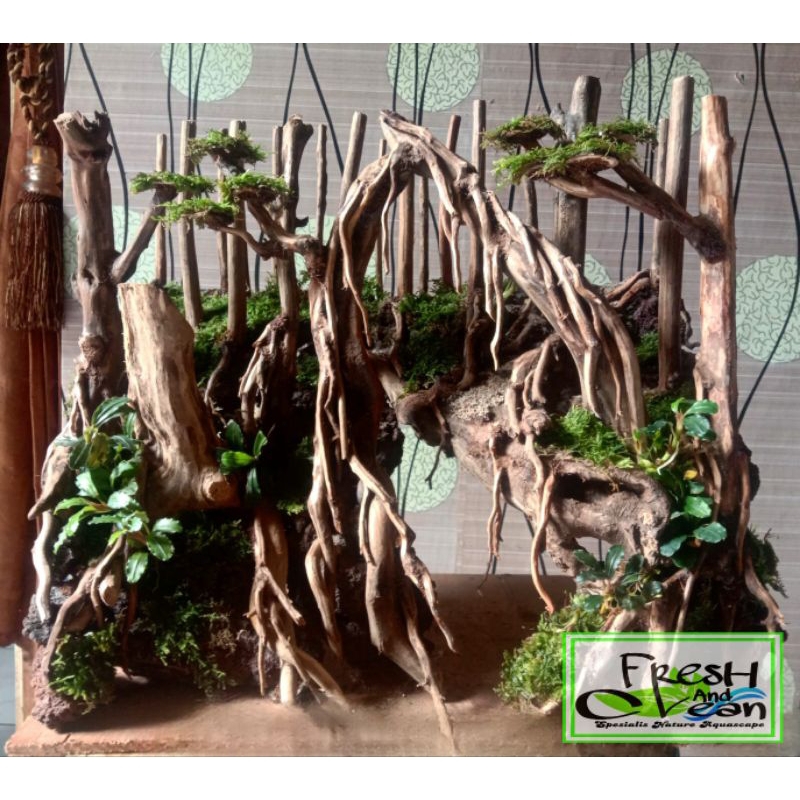 Hardscape Tema Jungle 40cm Bonus Planting / Bonus Tanaman