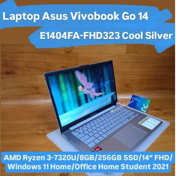 Laptop Asus Vivobook Go 14 E1404FA-FHD323 Cool Silver AMD Ryzen 3-7320U/8GB/256GB SSD