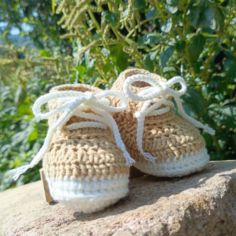 sepatu bayi rajut alas 12cm | bayi 0-6 bulan