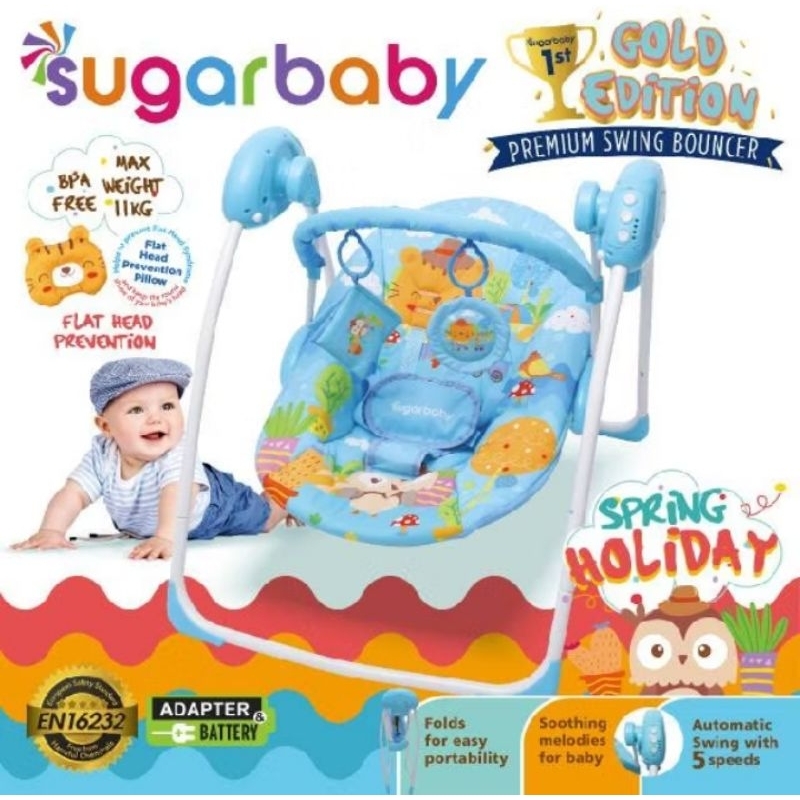 Sugar baby swing bouncer ayunan bayi otomatis blue