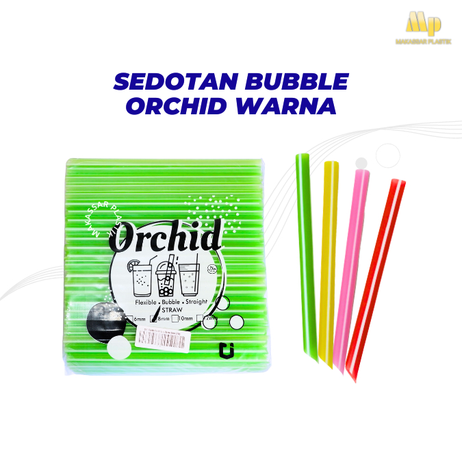 SEDOTAN BUBBLE ORCHID LINE WARNA / SEDOTAN BOBA / SEDOTAN PLASTIK MINUMAN @250 GR