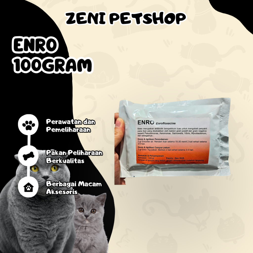 Enro 100 gram - Enrofloxacin 100 gram - Untuk Ikan Sakit Apapun