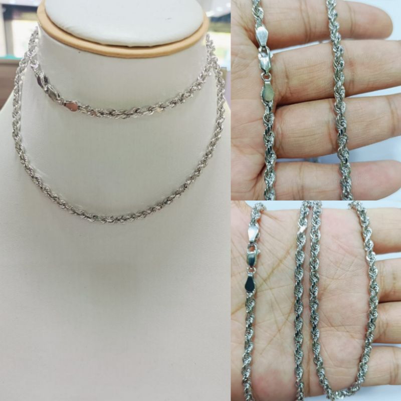 Kalung tambang Asli perak silver925 lapis emas panjang 60cm kal031