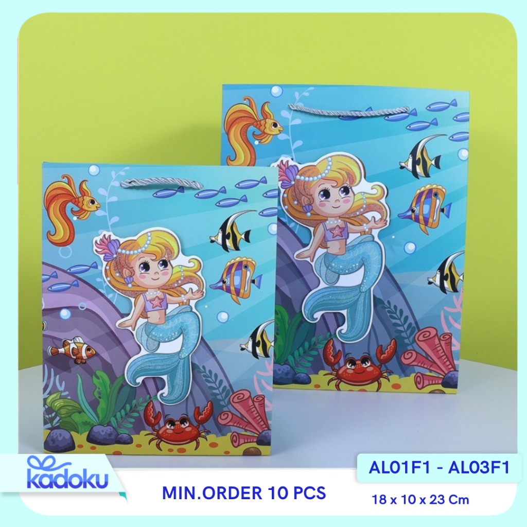 

Paper Bag Ulang Tahun Anak / Paper Bag Ultah Anak Karakter Kucing Lucu / Hampers bag / Gift Bag / Paper bag Kado Hampers / Paperbag Motif Mermaid | AL01F1
