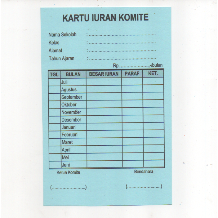 

Kartu Iuran Komite Sekolah Custom