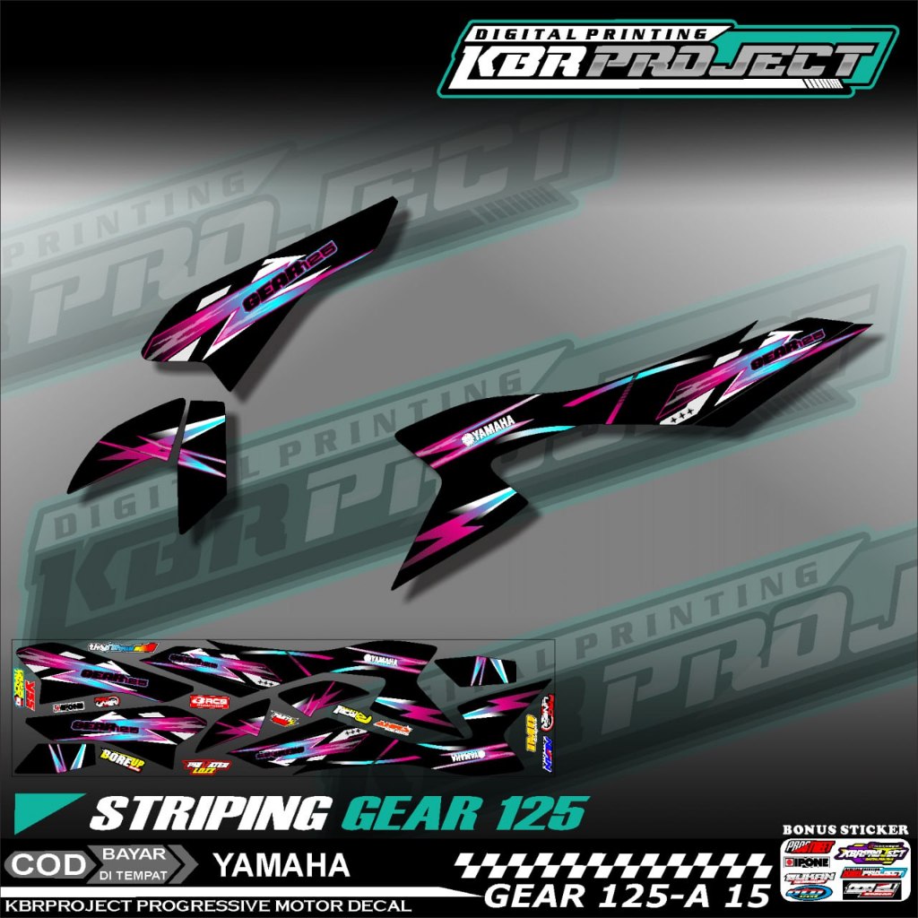 GEAR 125 STIKER STRIPING PREMIUM MOTOR KEREN LIS VARIASI GEAR 125 STIKER MOTOR YAMAHA DESAIN RACING 