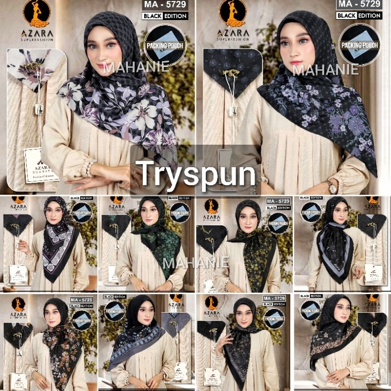 AZARA HIJAB SEGI EMPAT VOAL Tryspan Ultrafine - KEMASAN POUCH METAL LOGO , HIJAB GROSIR MURAH