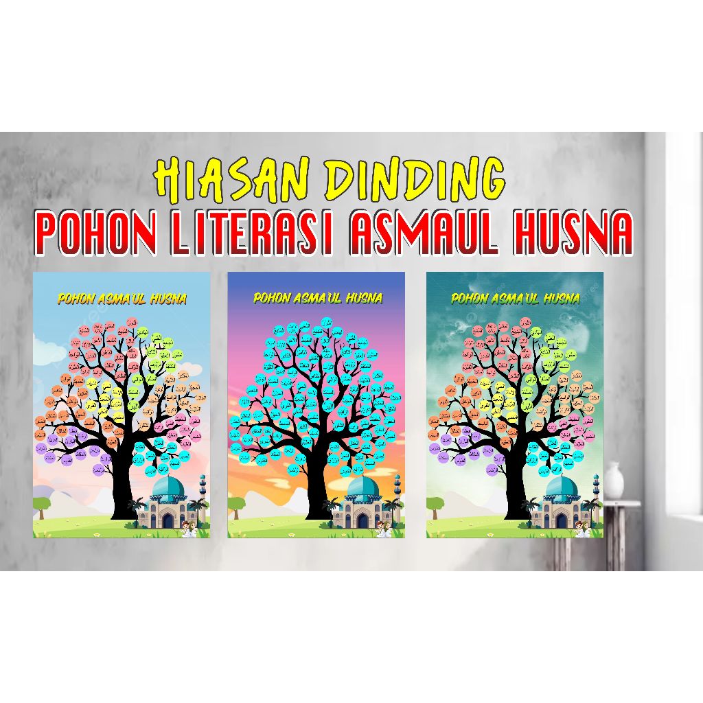 Hiasan Dinding Kelas Pohon Literasi Asmaul Husna