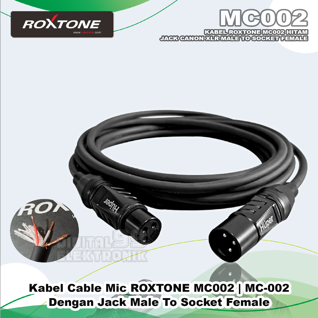 Kabel Mic ROXTONE MC002 | MC-002 Jack XLR Male Female 10-30 Meter Original