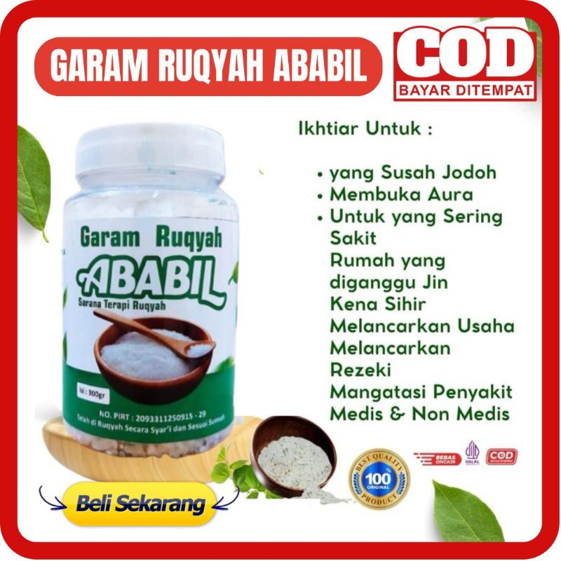 

[BISA COD] GARAM RUQYAH ABABIL 300 GR - GARAM RUQIYAH ABABIL GARAM MANDI SARANA TERAPI RUQYAH MEMBUANG AURA NEGATIF PEMBUKA REZEKI PENGLARIS