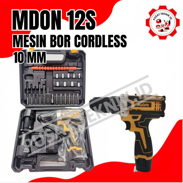 Mesin Bor Cordless MDON 12S / BOR Baterai MDON 12V Koper 2 Baterai