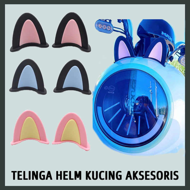 Hiasan telinga helm kucing Aksesoris helm lucu Telinga kuping kucing sepeda listrik untuk Kuping hel