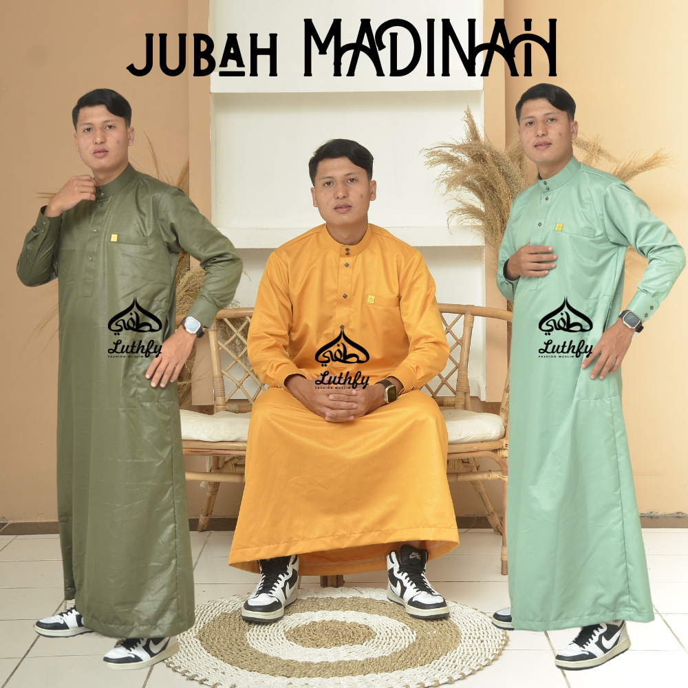 Gamis Jubah Pria Lengan Panjang Manset Model Harmain Jubbah Embos | Katun Toyobo | S - XXXL (JUBAH M