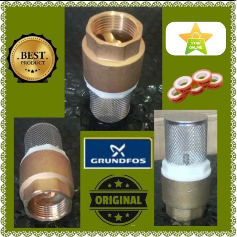 Tusen klep kuningan 1 inch Grundfos original asli mata jet pump foot valve