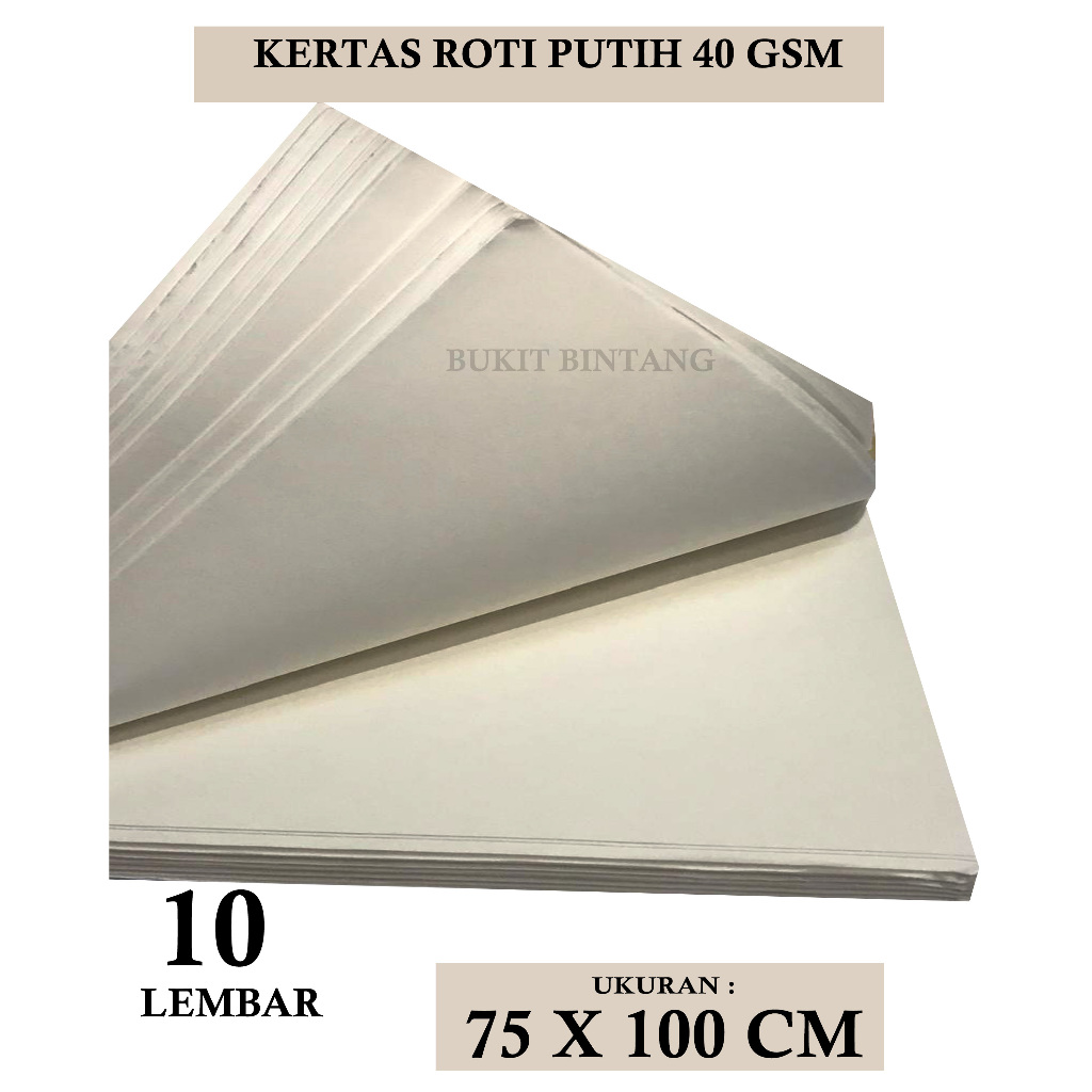 

KERTAS ROTI / BAKING PAPER / KERTAS ROTI ABU ABU 40 GSM UKURAN PLANO 75 X 100 CM , 10 LEMBAR