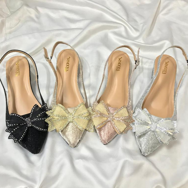 Heels Cinderella flat 3 cm Heels Wanita Pesta Moozashoes