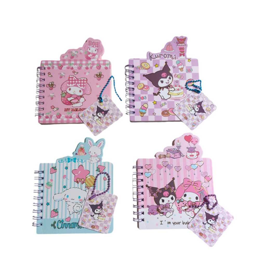 

BUKU NOTES MINI LUCU NOTEBOOK+GANTUNGAN LABEL BENTUK MIX MOTIF SANRIO