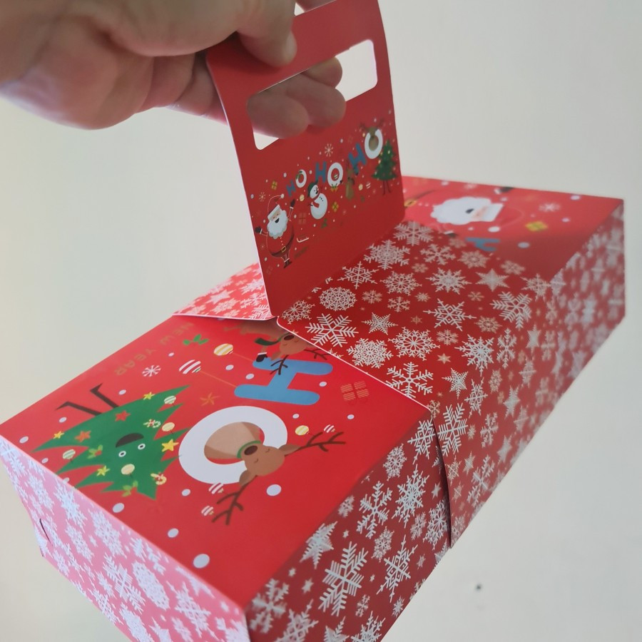 

( 5 Pcs ) Pegangan Box Christmas Handle Dus Natal Sekat 6 art Carton Full Colour Laminated Door