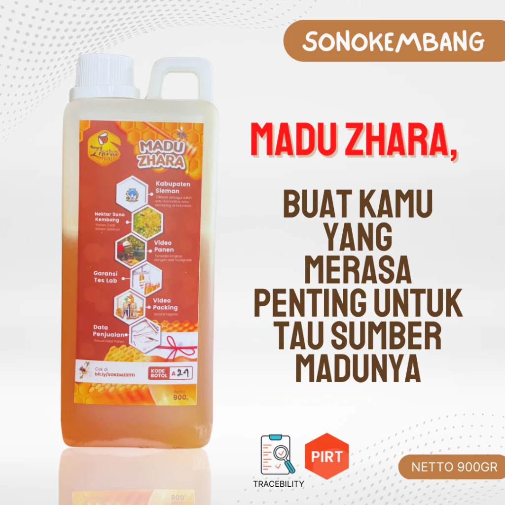 

Madu Sonokembang 900gr Zhara Honey - Madu Asli Murni Pure Raw Honey