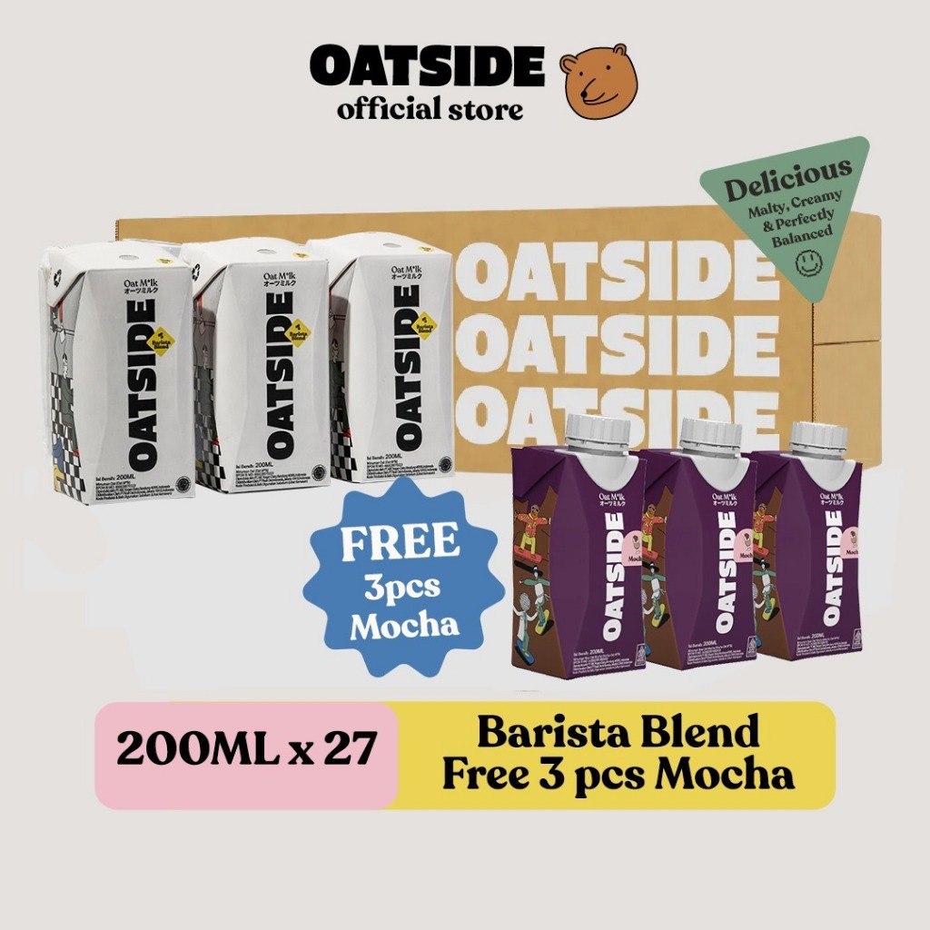 

OATSIDE Mini Straw Oat Milk Barista Blend 200ml (24pcs) (Kemasan dengan Sedotan) FREE OATSIDE Oatmilk Mocha 200Ml