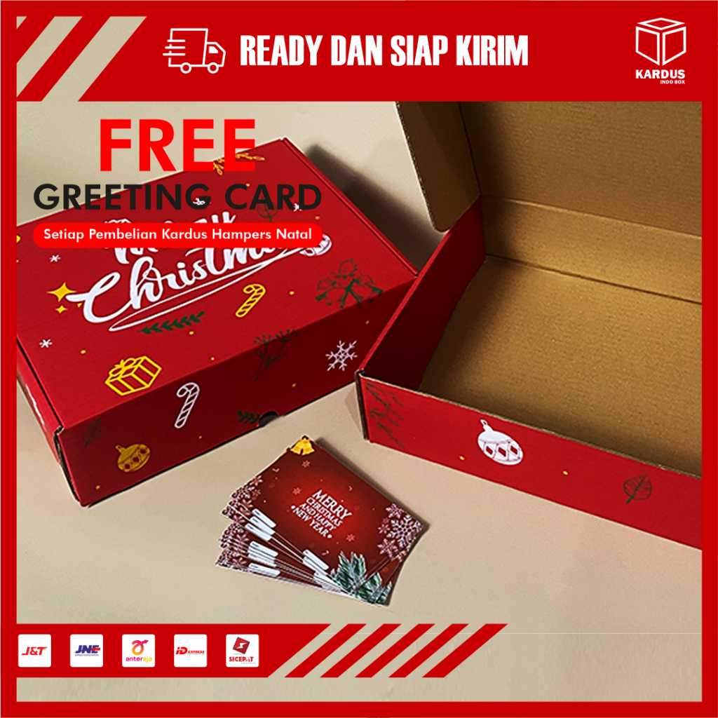 

Kotak Hampers Natal 2024- FREE CARD - Bahan Corrugated B Flute Kokoh - Ukuran 30x25x8 cm