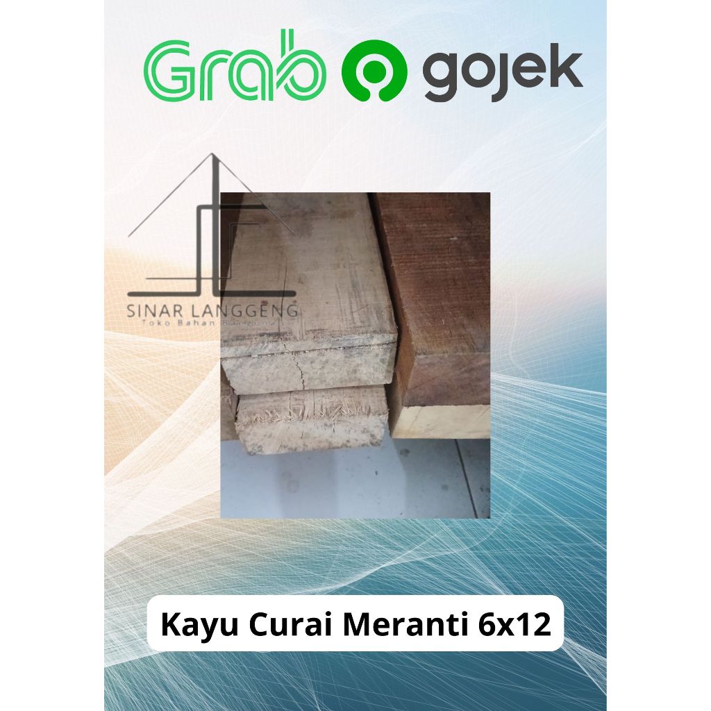 Kayu Usuk Balok Reng / Stik Kayu Kaso Curai Meranti 6x12 Panjang 4 Meter