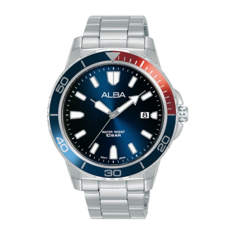 Alba AS9U07X1 Men Pepsi Blue Dial Stainless Steel - Jam Tangan Alba