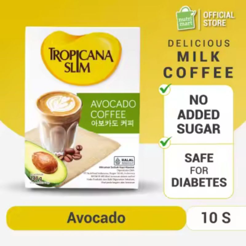 

Tropicana Slim Avocado Coffee 150gr @10 Sachet - Kopi Susu Nikmat Tanpa Gula Pasir