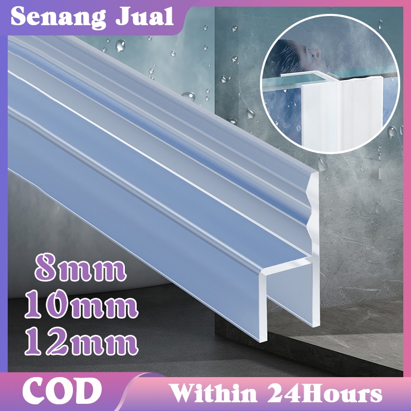 1m Seal Pintu Kaca 8/10/12mm Karet List Pintu Jendela Clip Seal Pintu Kaca