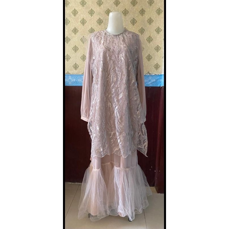 Gamis Mewah Brokat Lapis Tile 2 Baju