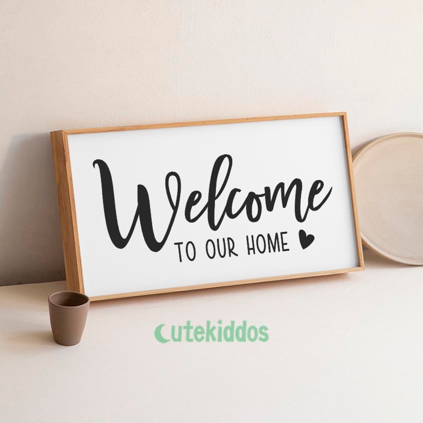 Wall decor hiasan dinding tulisan welcome to our home pajangan rumah minimalis scandinavian