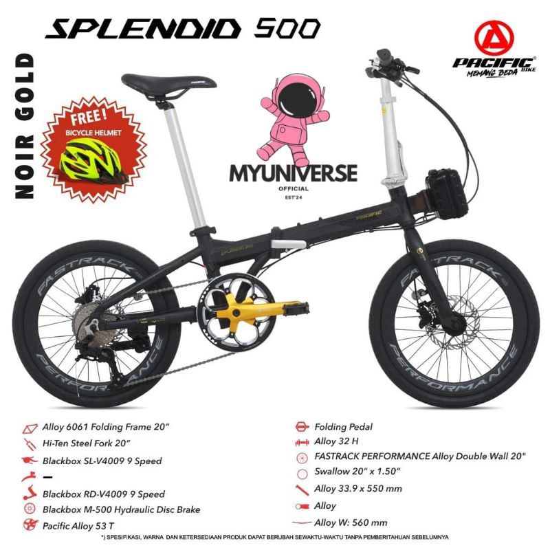 SEPEDA LIPAT 16/20 INCH PACIFIC SPLENDID 500 ALLOY 9 SPEED REM HIDROLIK MURAH