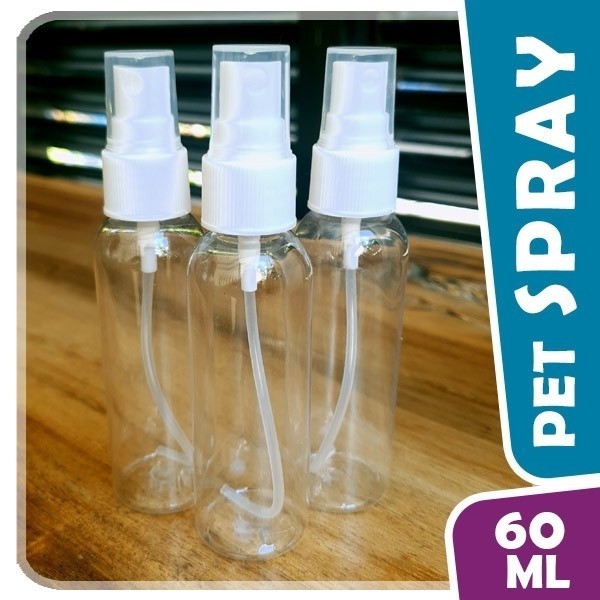 GROSIR SABUN BOTOL SPRAY 60ml / Spray Bening - Botol Pet Memanjang / Tinggi QUEENLIGHT
