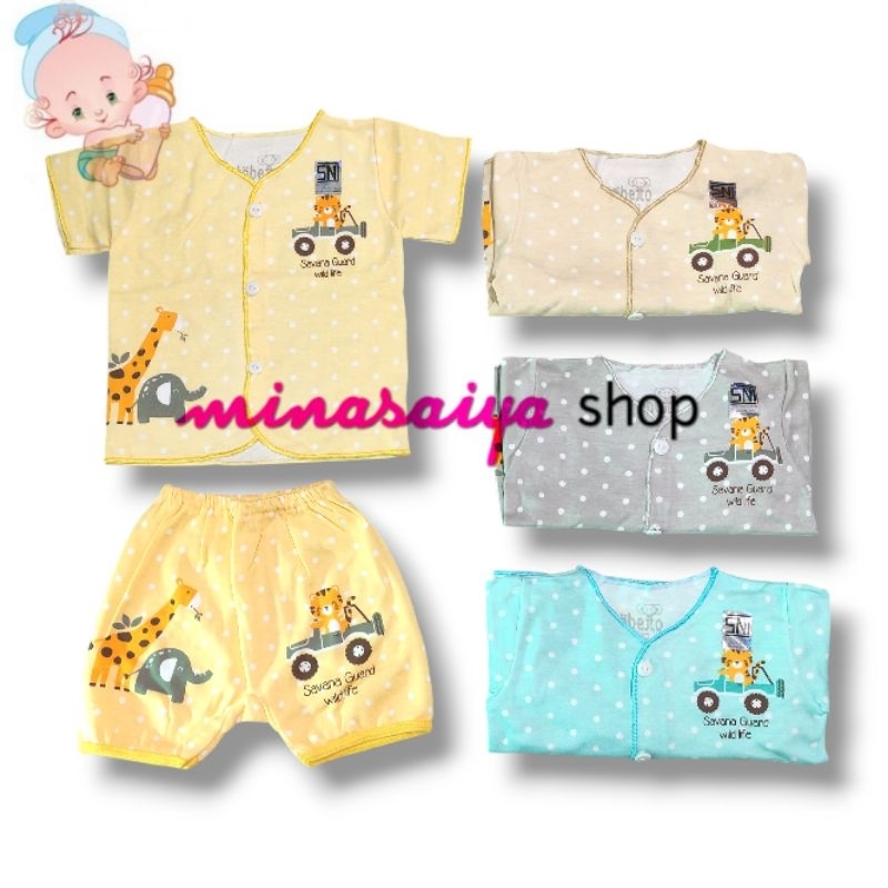 TOBETTO Setelan Pendek Bayi Newborn SNI Kancing Depan Baru Lahir