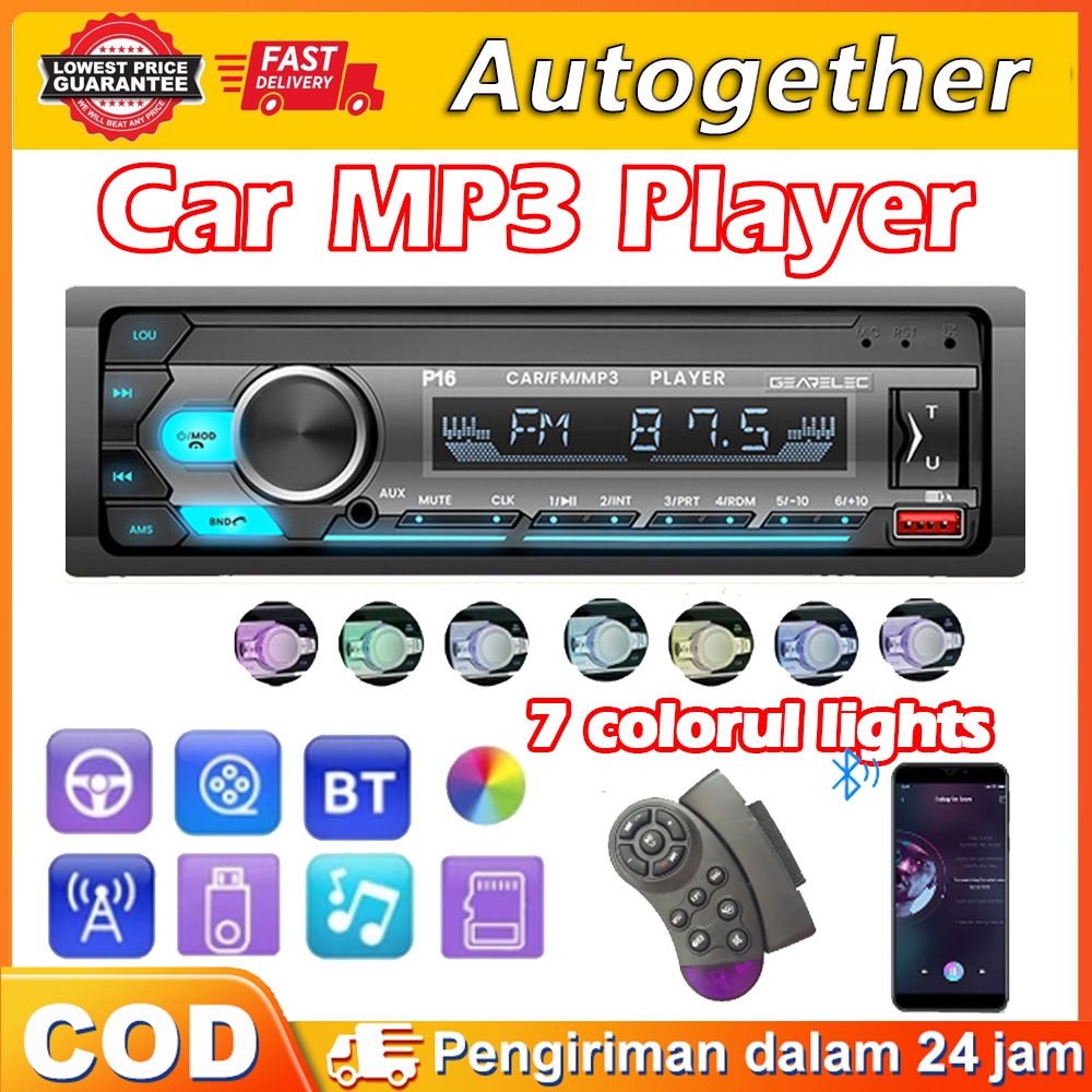 1Din Universal Tape Mobil Audio MP3 Player Single Din Version Multifungsi 60W Bluetooth5.0 USB MP3