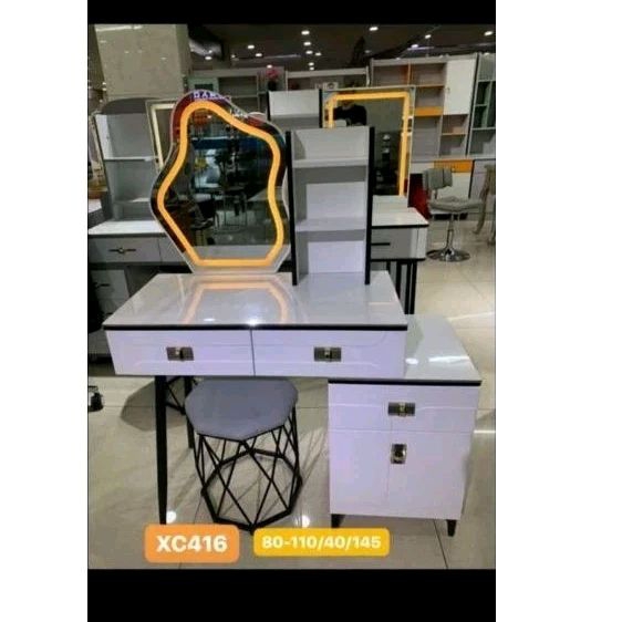 Meja Rias Lampu Led Import Minimalis Set Kaca dan Kursi - Medan