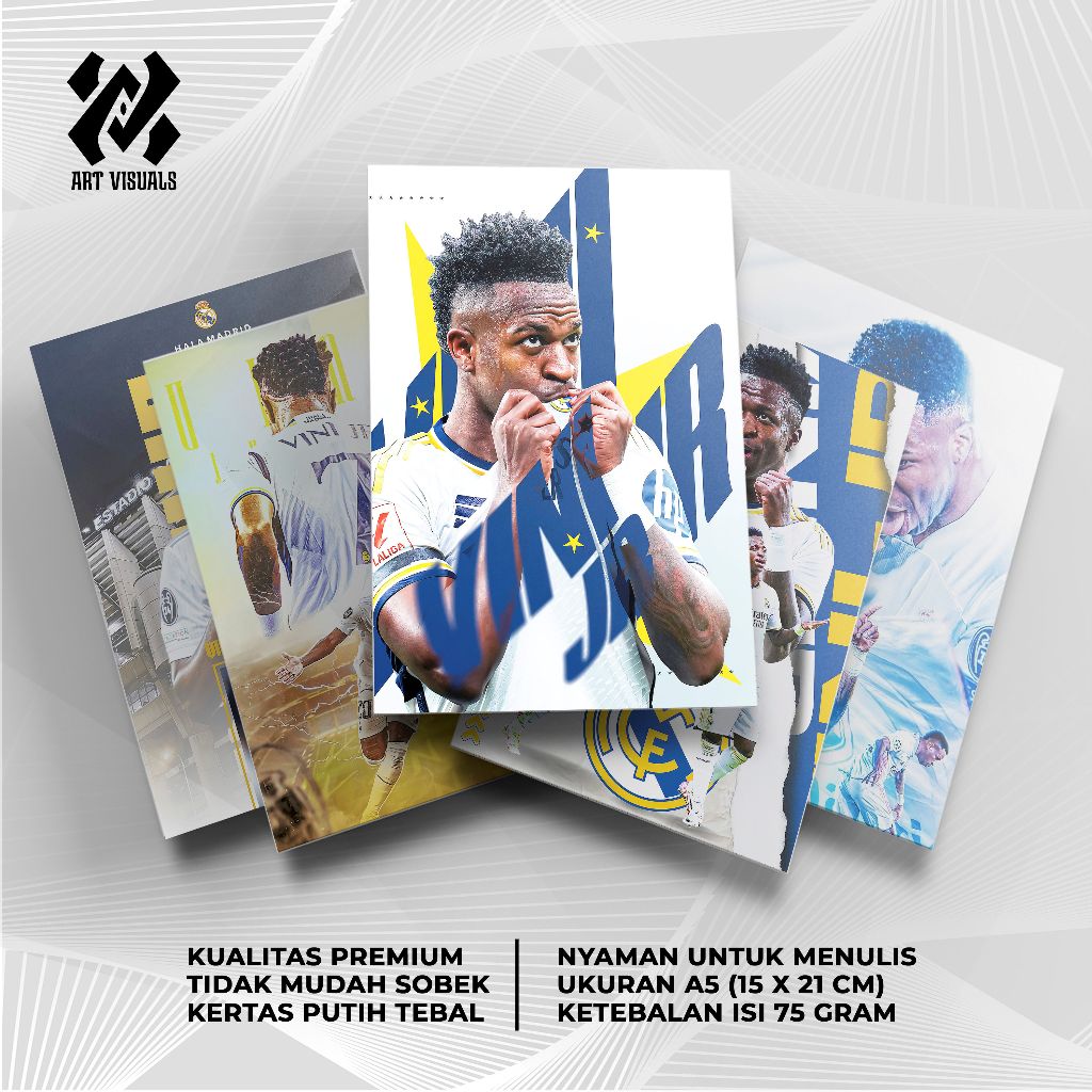 

Buku Tulis Custom Tema Real Madrid Vinicius Junior Terlengkap Termurah Model Bebas Pilih Foto / Buku Tulis Sekolah / Buku Catatan