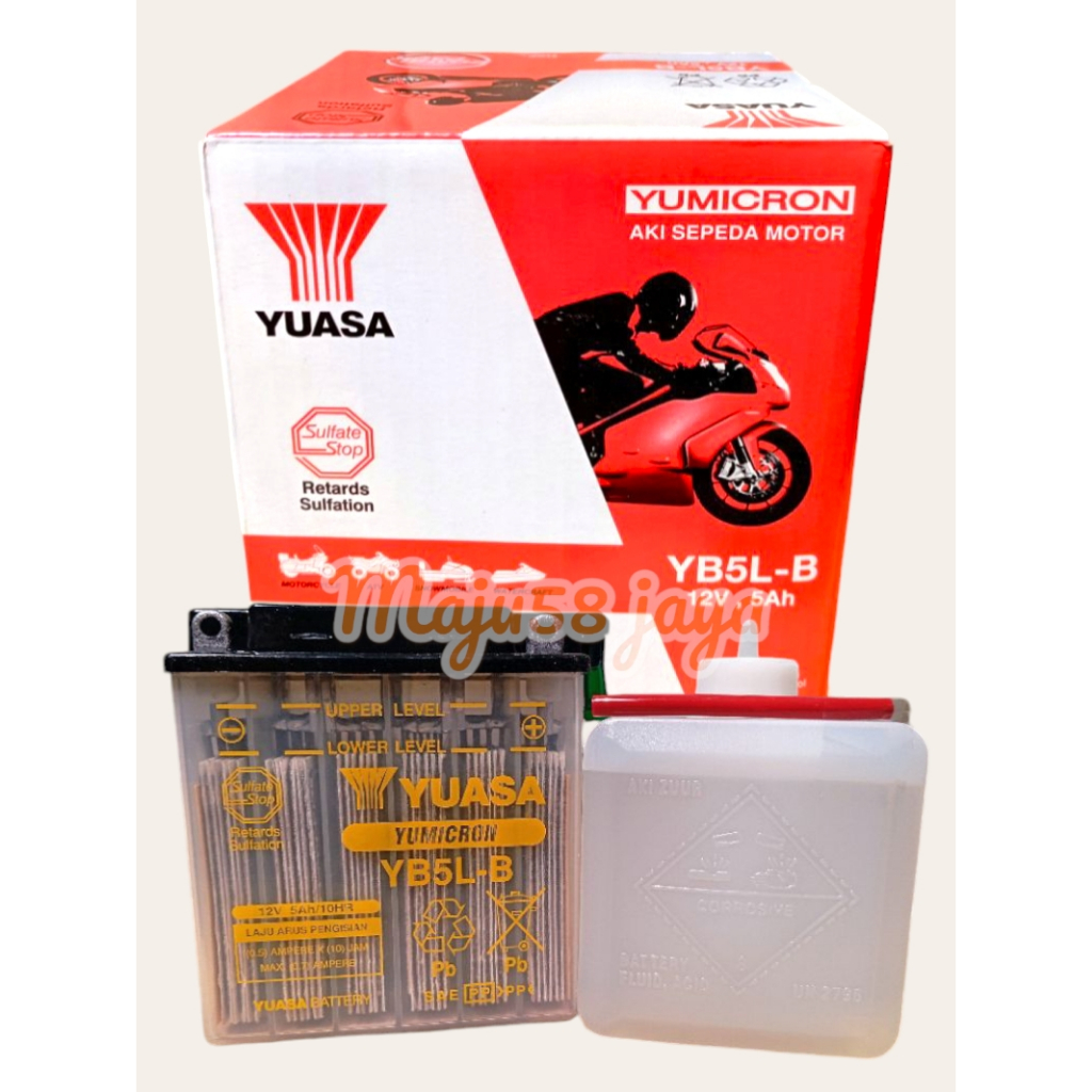 Aki Motor Basah AKI YUASA YB5L-B Aki Motor Grand, Aki Motor Supra, Aki Motor Vega, Aki Motor Revo
